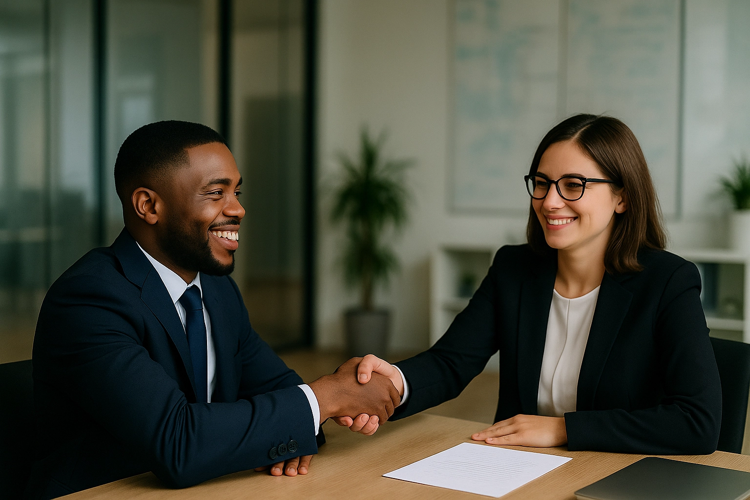 Professional interview handshake - successful job interview